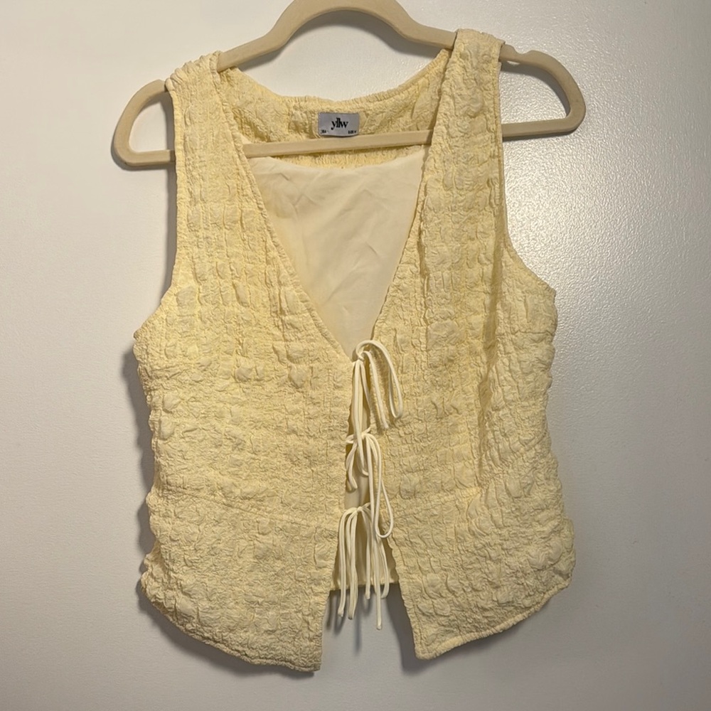 Cream Textured Sleeveless Top